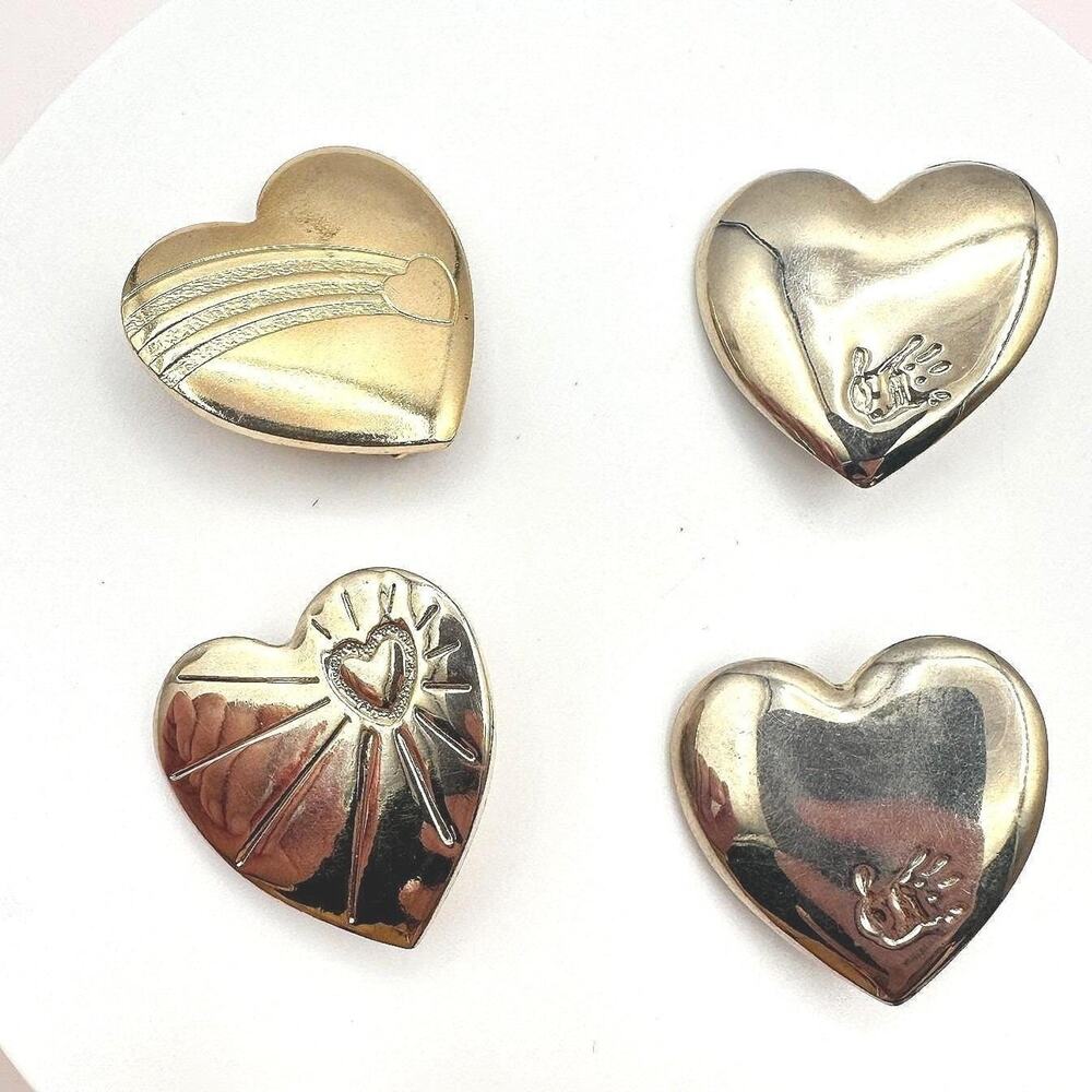 Vintage 90s Variety Club Gold Tone Heart Brooch Pin Set Shooting Star Sunburst